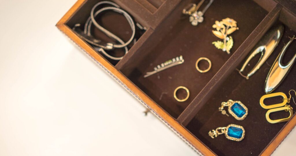 jewelry in a divided box